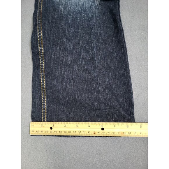 Southpole Womens Y2K Bootcut Jeans SZ 9 Blue Denim Gold Embroidered Rose Detail - Picture 12 of 12